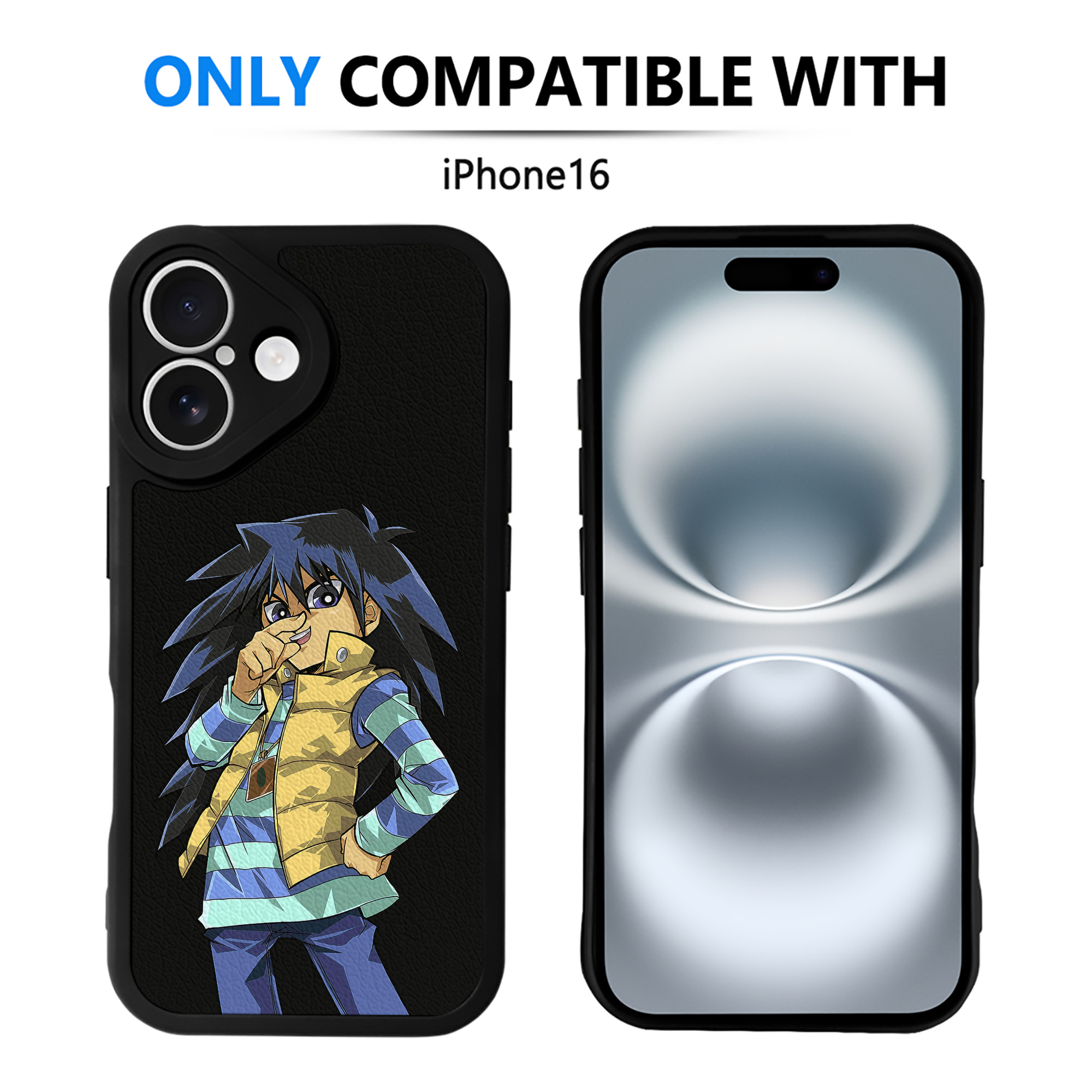 （画像用） 遊☆戯☆王 Yu-Gi-Oh! 【iPhone 16シリーズ対応】シリコンスマホケース（レザー調） 材質：シリコン